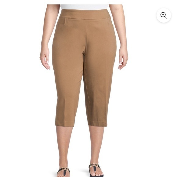 Terra & Sky Pants - Terra & Sky Women’s Plus Size Millennium Capri Pants Size 4X Brown
